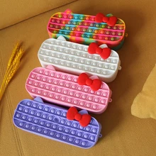 

Pencil Case Sensory Silicone Bubble Stationery Storage Bag For Children Kids Gifts Fidget Toy