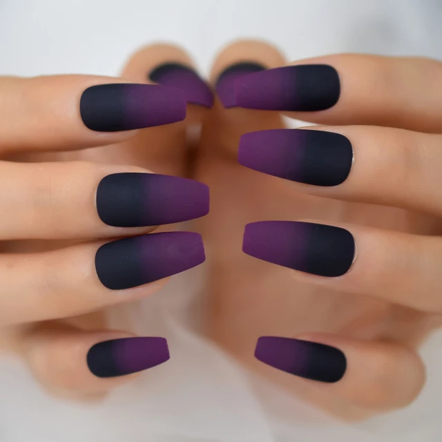 Black and purple glitter ombré nails : r/Nails