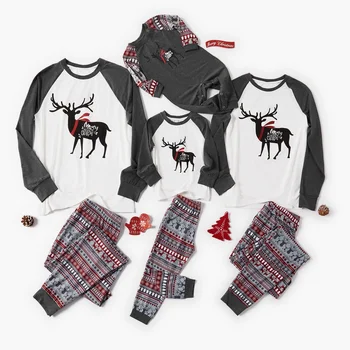 

0-9T Christmas Family Clothing Family Matching Pajamas set mommy and me Clothes set ELK Print Top pant Xmas Party PJ Set Outfit