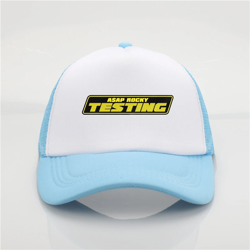Модная шапка с сеткой, альбом, как можно скорее, ROCKY TESTING, бейсбольная кепка с принтом, мужская летняя трендовая Кепка, новая молодежная Солнцезащитная шляпа, пляжный козырек - Цвет: Небесно-голубой
