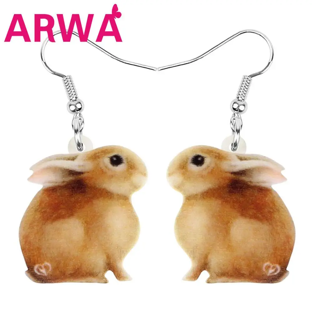 ARWA акриловые пасхальные коричневые заячьи серьги с принтом животных Висячие