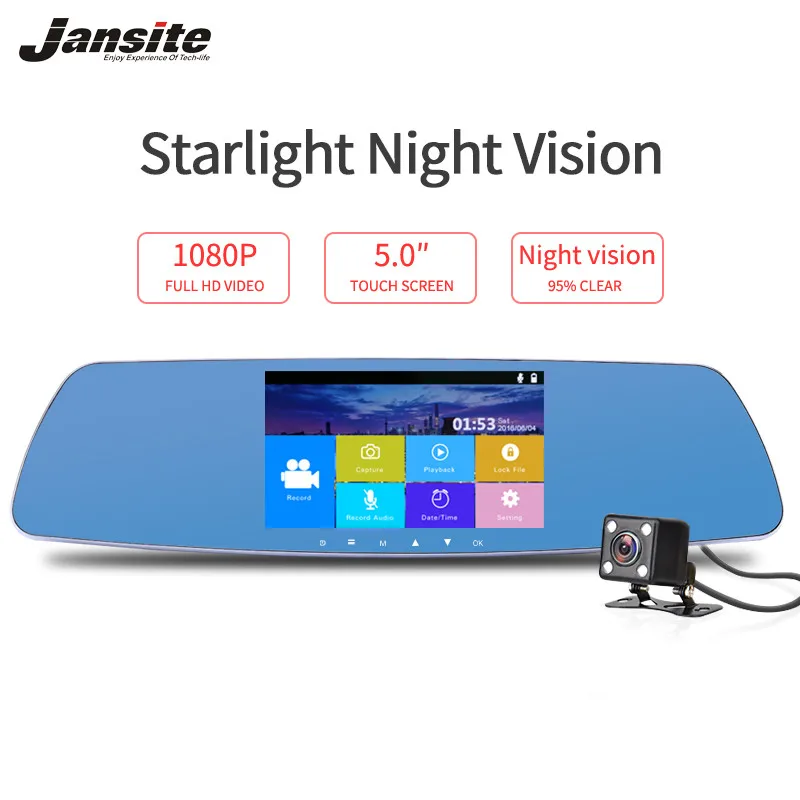 

Jansite 5" Car DVR Touch Screen Rear view mirror 1080P Front Camera Video Recorder Backup camera Cycle Recording reverse image