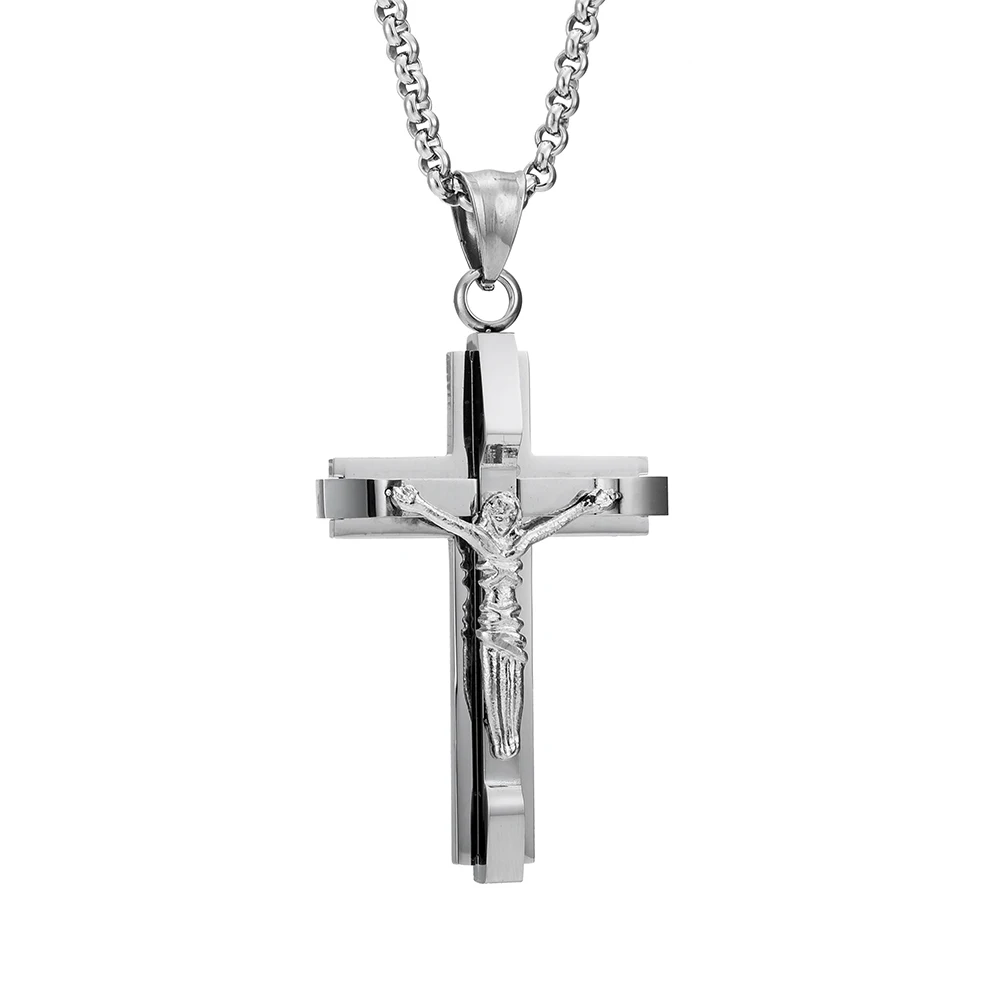 

Jesus Cross pendant Chain Necklaces Christian Stainless Steel Pendant Necklace for Men Fashion Jewelry Crucifix