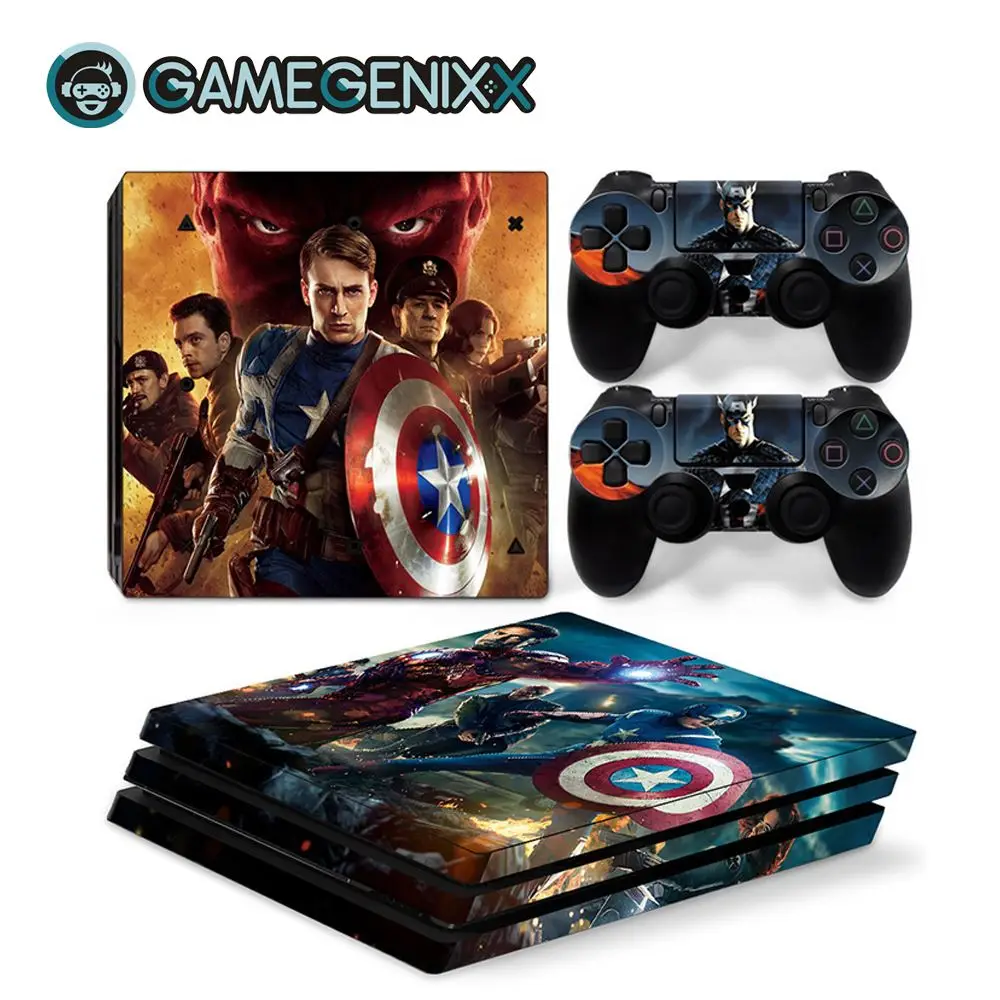Captain America GAMEGENIXX Кожа Наклейка виниловая оберточная крышка полный набор для PS4 Pro консоли и 2 контроллеров-Капитан Америка - Цвет: Captain America