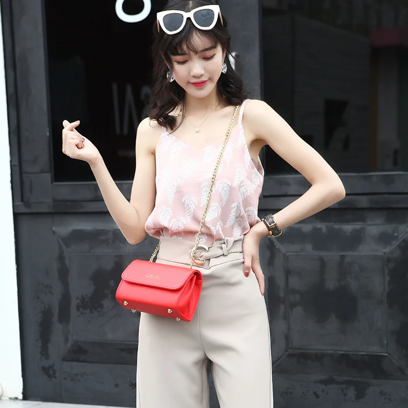 

Hong Kong Style Bag Women's 2019 New Style Summer Fashion Dull Polish Square Sling Bag CHIC Chain Versatile Crossbody Bag