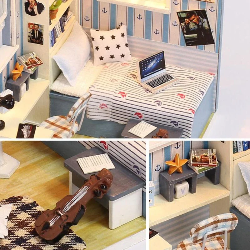 Roombox Кукольный дом Миниатюрный Кукольный домик с мебельным комплектом деревянный дом Miniaturas игрушки для детей Новогодние рождественские подарки