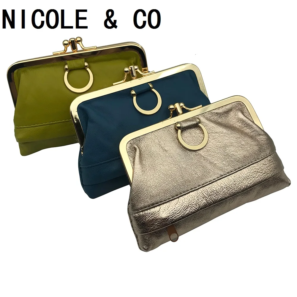 Кошелек NICOLE & CO из натуральной кожи для женщин бумажник овечьей с металлической