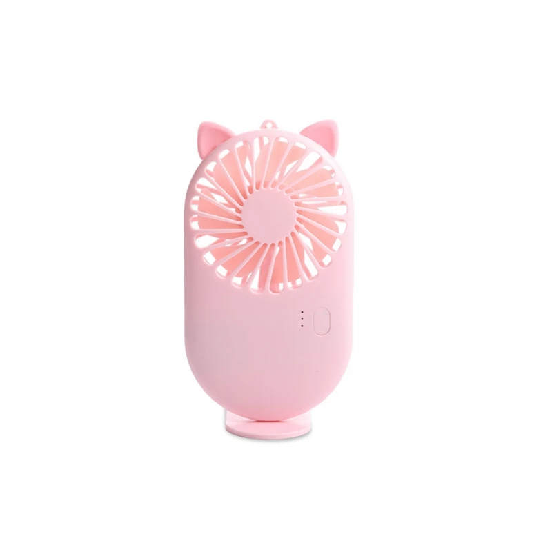 pink cat Милый вентилятор Ручной портативный мини-вентилятор Ручной USB заряжаемый Настольный вентилятор 3 режима регулируемый летний кулер для путешествий на открытом воздухе в офисе - Цвет: pink cat