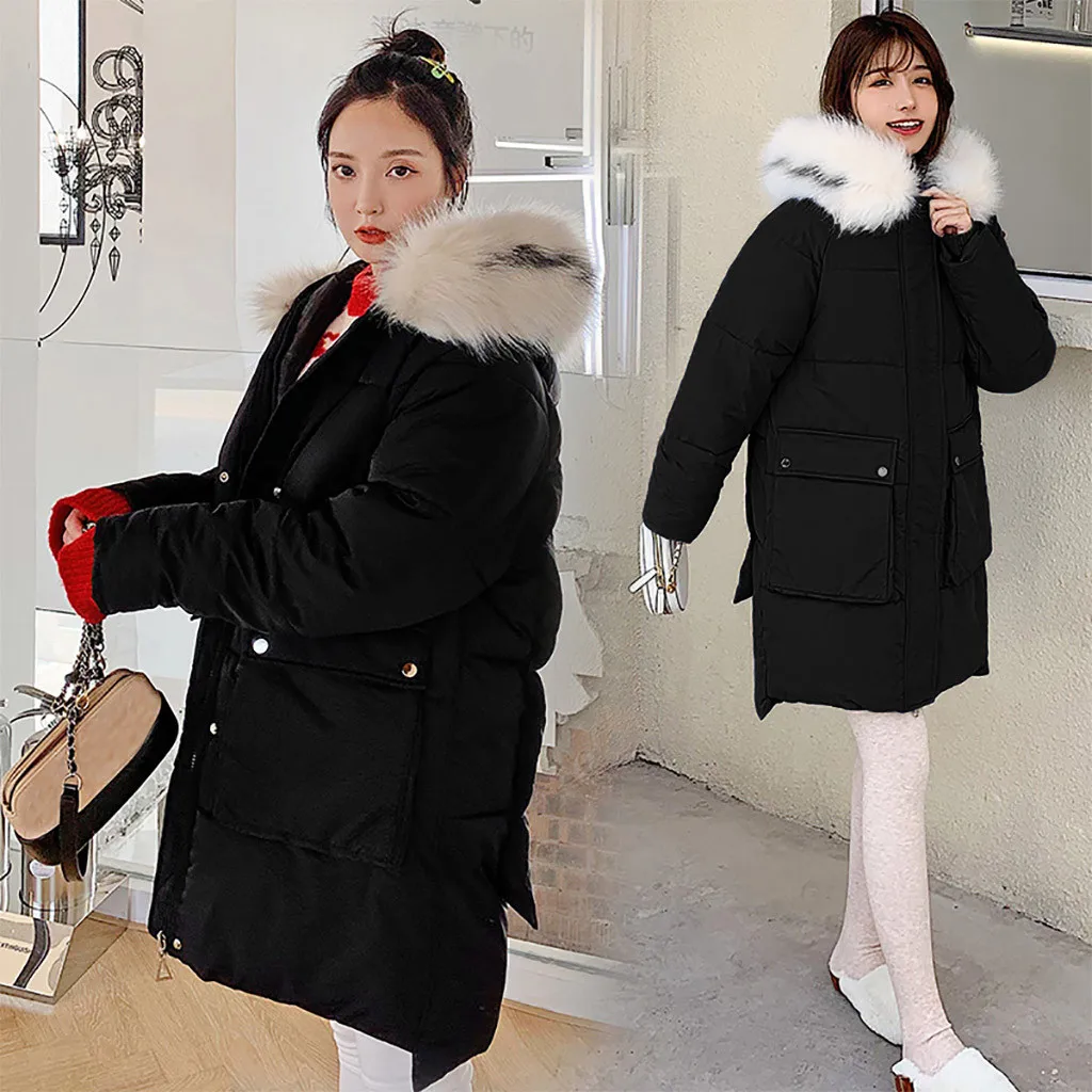 Womail Womens Coats Solid Casual Thicker Winter Warm Loose Jacket Long Overcoat coat women S-3XL