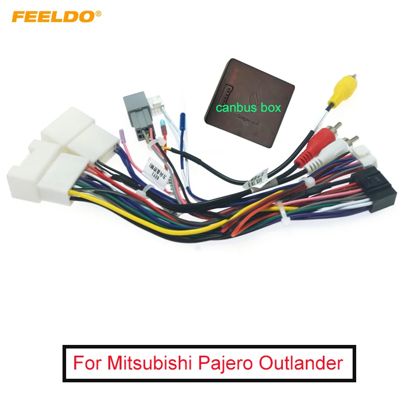 Car 16pin Audio Wiring Harness With Canbus Box For Mitsubishi Pajero