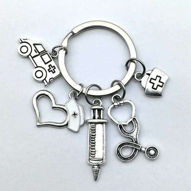 Amosfun – Pingente de seringa para estetoscópio e chaveiro, ferramentas  médicas, chaveiro, acessórios para enfermeiros, estudantes de medicina,  presentes, chaveiro, joias, bolsa, anel de decoração