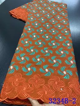 

Best Selling 100% Cotton Swiss Lace 5yards Burnt Orange Lace African Dry Lace Fabrics High Quality Cotton Lace Fabric NA3234B-3