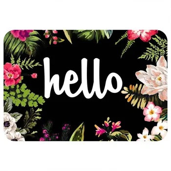 

Hello Flowers Doormat Entrance Mat Floor Mat Rug Indoor/Outdoor/Front Door/Bathroom Mats Rubber Non Slip