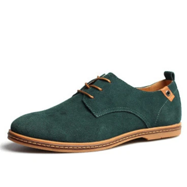 Повседневная мужская обувь черного/Красного/синего/кофейного/верблюжьего/серого цвета из натуральной кожи, высокие кроссовки размера плюс EU38-48, обувь, модные кроссовки - Цвет: Зеленый