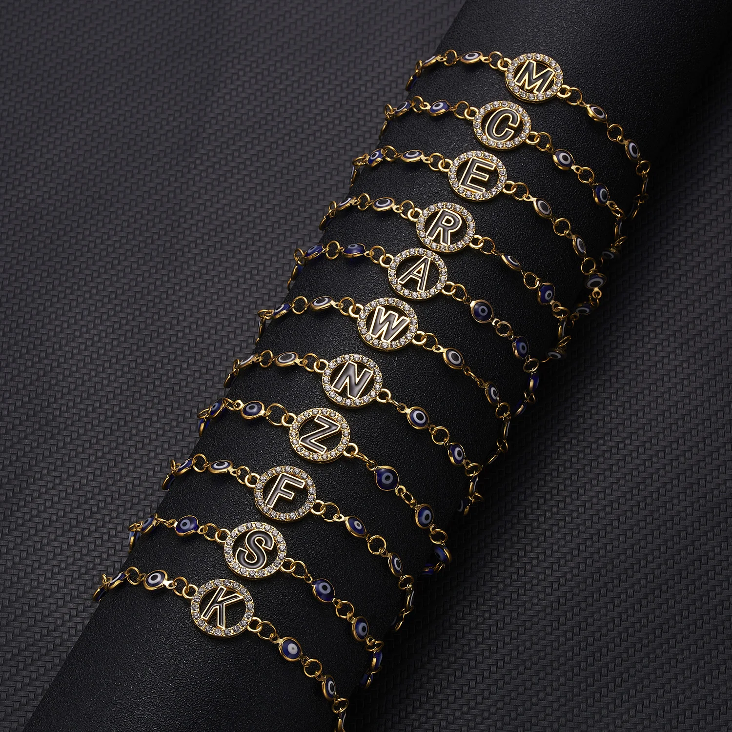 Turkish Lucky Evil Eye Bracelet Gold Color Bangle Rhinestone Blue Eyes Letter Bracelet For Women Men Couple Gothic Jewelry - Image 4