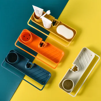 

Kitchen Bathroom Sink Faucet Storage Shelf Sponge Soap Dish Cloth Drain Rack Storage Organizer Bathroom Y6Y090A151