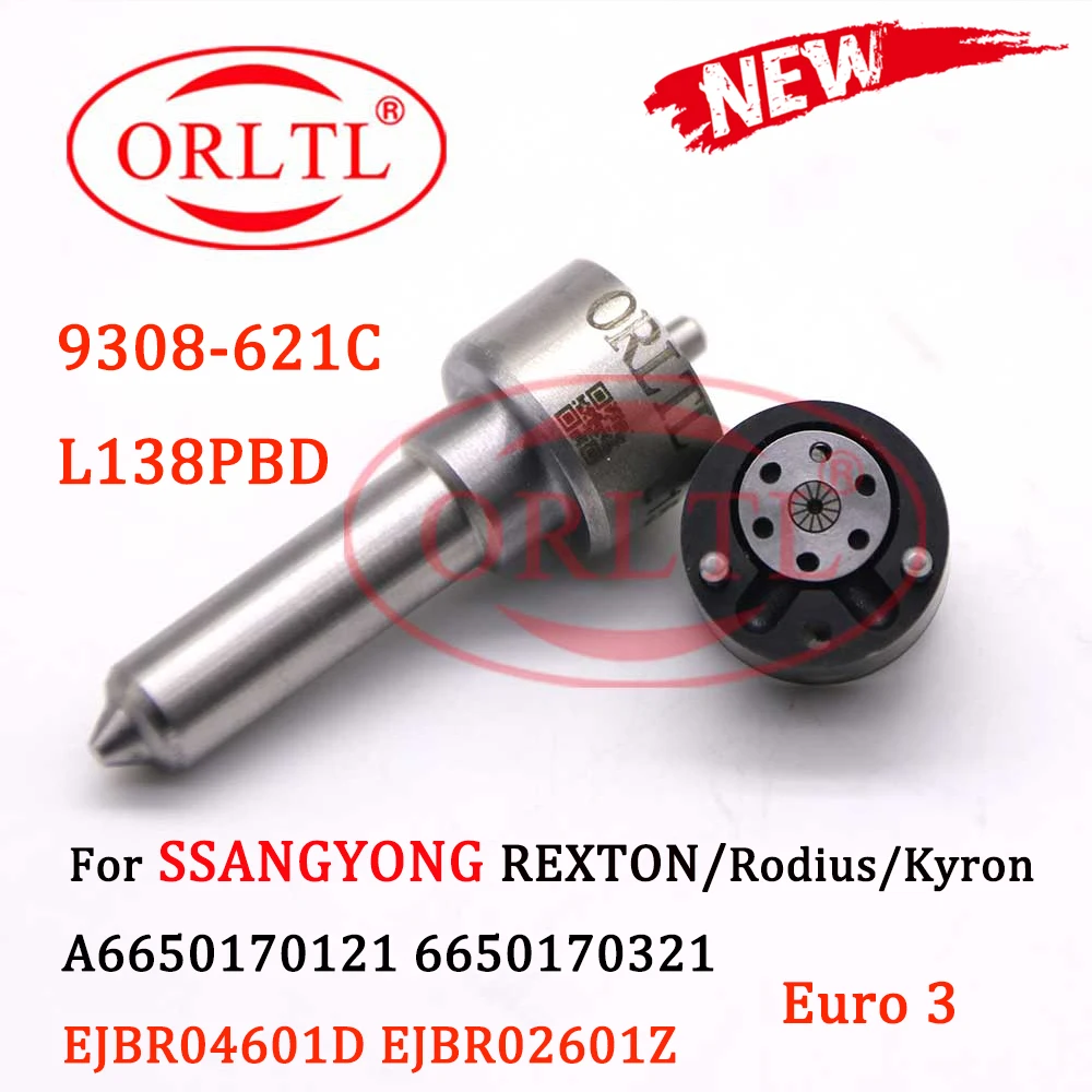 

ORLTL Nozzle L138PBD Valve 9308-621C Diesel Injector Repair Kits 7135-649 for SSANGYONG Euro 3 Kyron 2.7L EJBR04601D EJBR02601Z