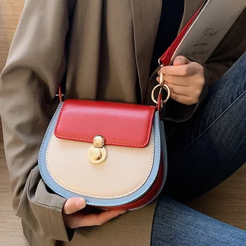 

Bags for Women 2020 Luxury Brand Contrast Color PU Leather Crossbody Bags Fashion Small Shoulder Bag Female Handbags and Purses