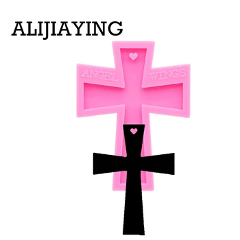 

DY0154 Glossy Cross shape keychain silicone mold DIY craft keyring pendant for girl jewelry keychains mould