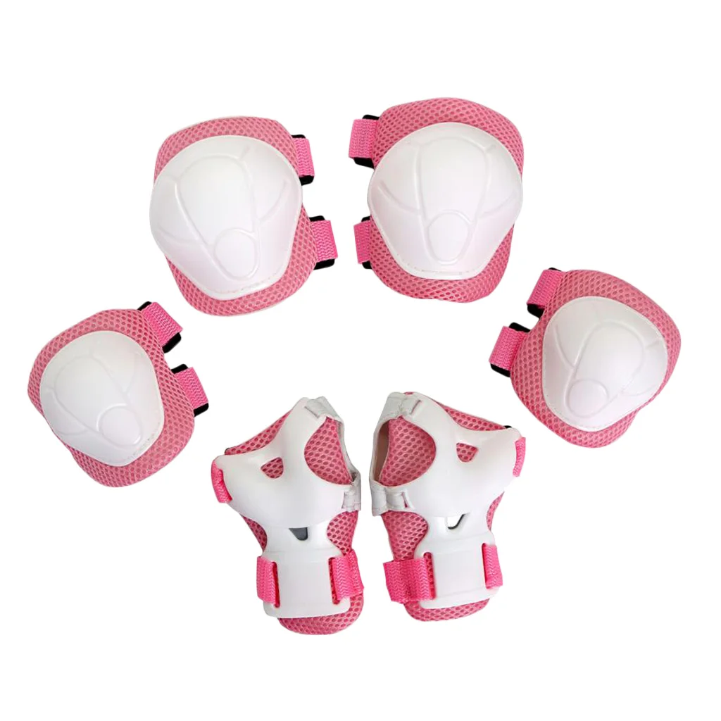 6 Pcs Kids Children Inline & Roller Skating Scooter Knee Wrist Elbow Pad Guard for Roller Skating Scooters Skateboards Cycling