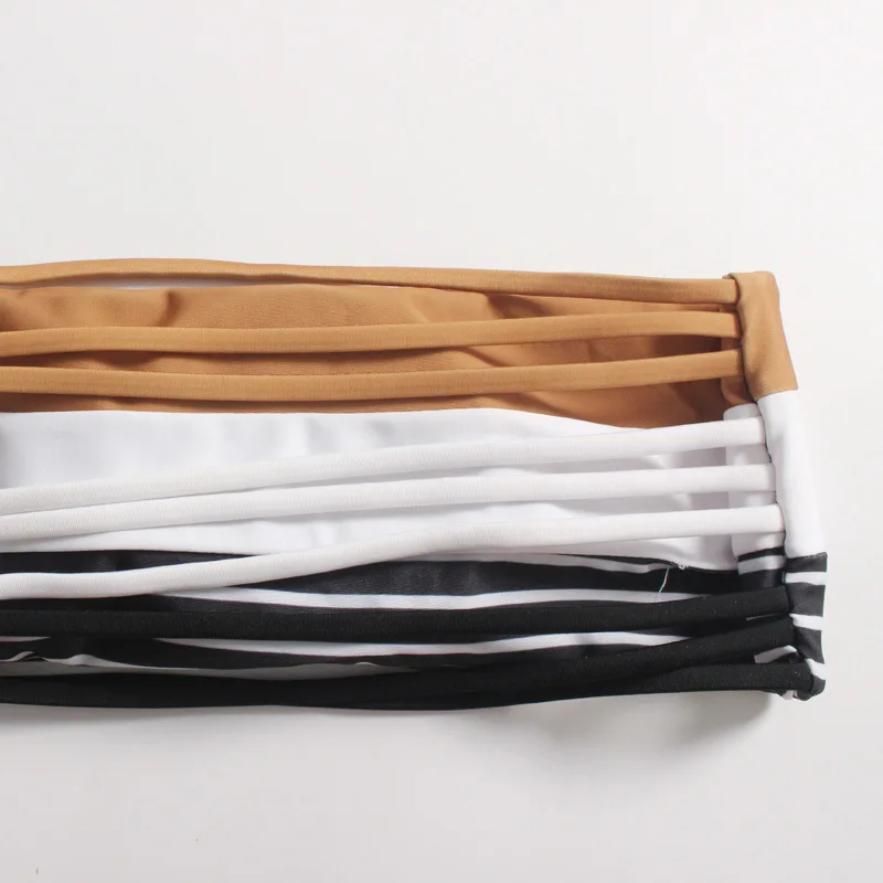 Strapless Bikini 2020 Mujer Swimwear Women Sexy Bathing Suit Two Piece Cut Out Top Striped Bandeau Swimsuit Push Up Biquini S-XL