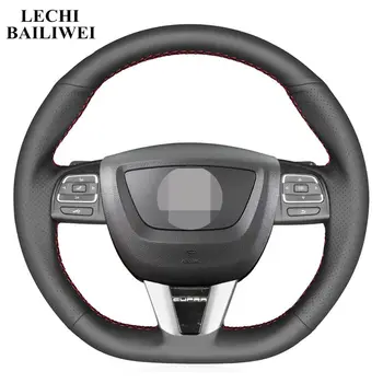 

Artificial Leather DIY Black Hand sewing Steering Wheel Cover For Leon Cupra 2008-2012 Alhambra 2010 Toledo 2012-2014