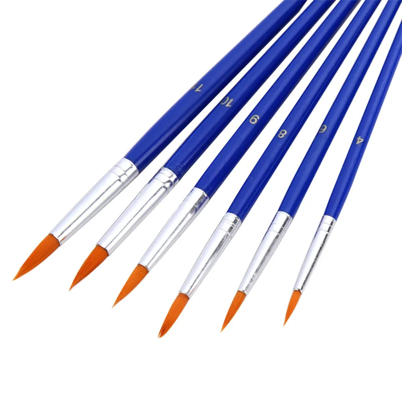 Art Supplies Wholesale 12 Blue Plastic Rod Bright Yellow Nylon Hair Brush Pigment Watercolor Brush Pen