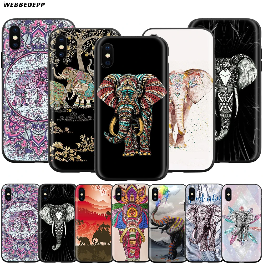 Power of India Elephant iPhone 12 mini 11 Pro Max XR XS X 6 6s 7 8 Plus 5 5s 5C SE 2020 Psychedelic Wood Phone Case