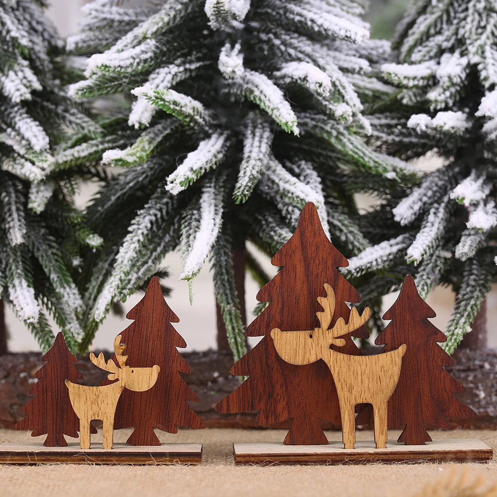 

2019 New Year Christmas Tree Reindeer Wooden Decoration Christmas DIY Bar Desk Decoration Christmas Desktop Decoration