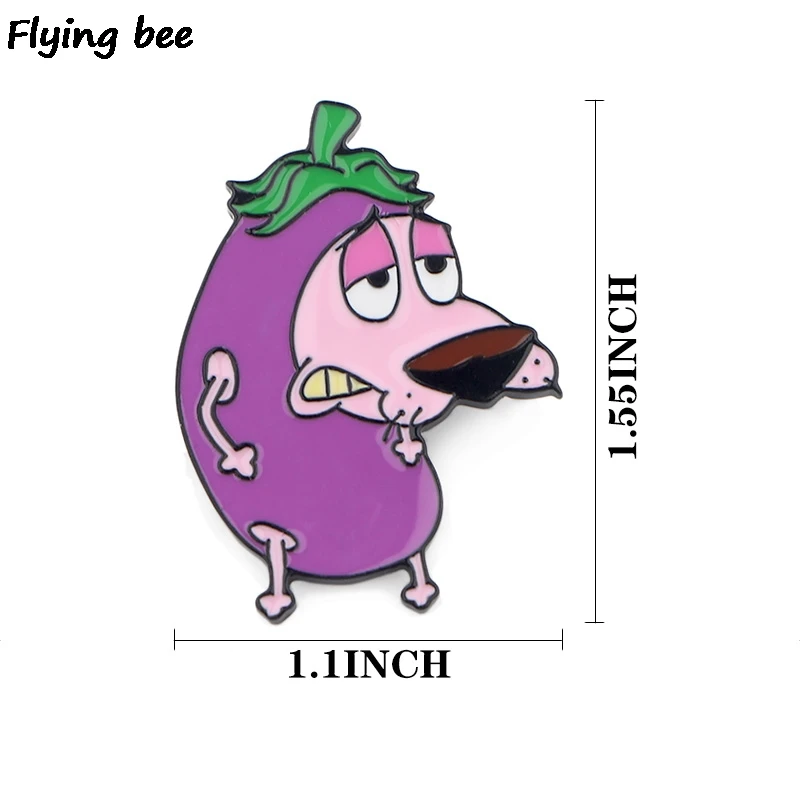 Flyingbee отвага трусливая собака металлическая брошь и булавка мультфильм милые эмалированные значки значок на лацкан значок для одежды X0507