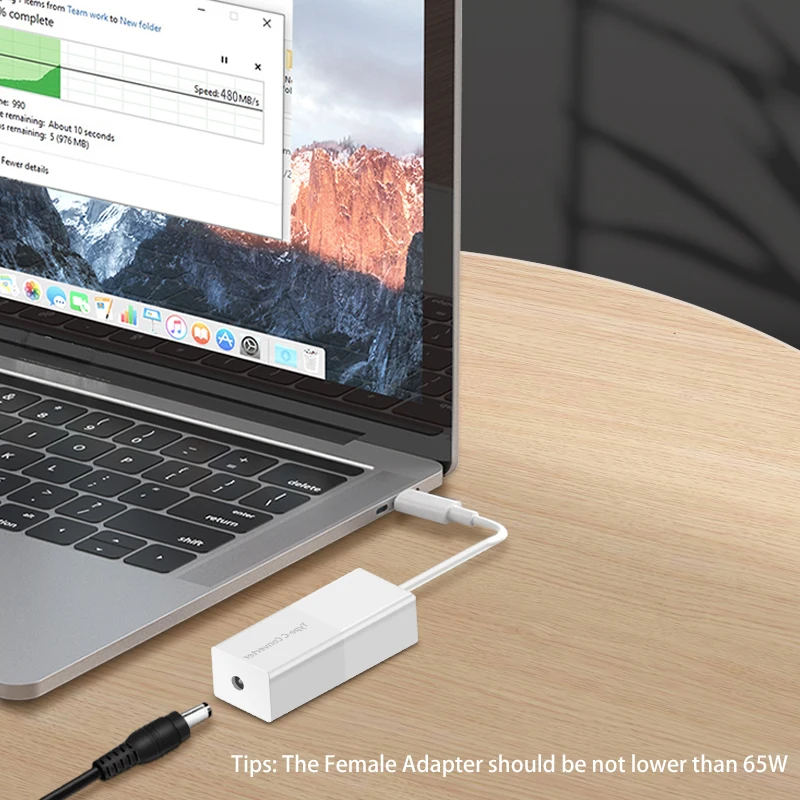 Adaptador de Energia dc 65w Usb tipo c Conversor Fêmea Embutida para Usb c Notebook Celular Adaptador para Macbook Asus hp Lenovo Notebook - Imagem 2
