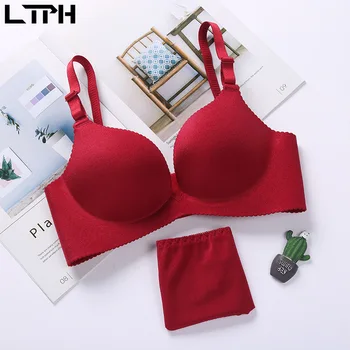 

LTPH 2020 Summer Hot sale New lingerie set One-Piece Seamless thin comfortable Wire Free Solid color Gloss sexy Push Up bra