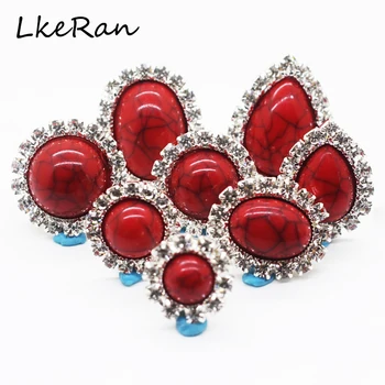 

LkeRan 2020 NEW 10Pcs Red Agate Rhinestone Acrylic Buttons Multiple sizes Flat Back Wedding Invitation Decor Accessories