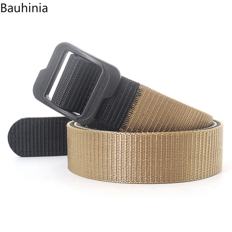 cool belts for men 2021 New Men's/Woman Thickened 6-Color Outdoor Canvas Belt Super-hard Plastic Buckle Double-sided Tactical Belt real leather belt