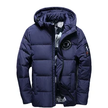 70% утиный пуховик для мужчин, Размер 4XL, с капюшоном, тонкая Толстая зимняя парка, мужская куртка на молнии с карманами, мужские пальто, модная одежда, красный, синий