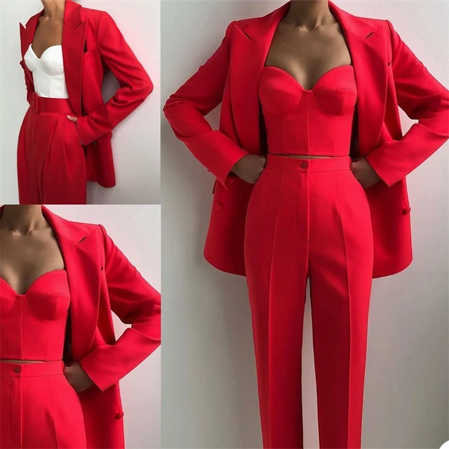 Designer Women Suits Peaked Lapel Double Breasted Formal Casual 3