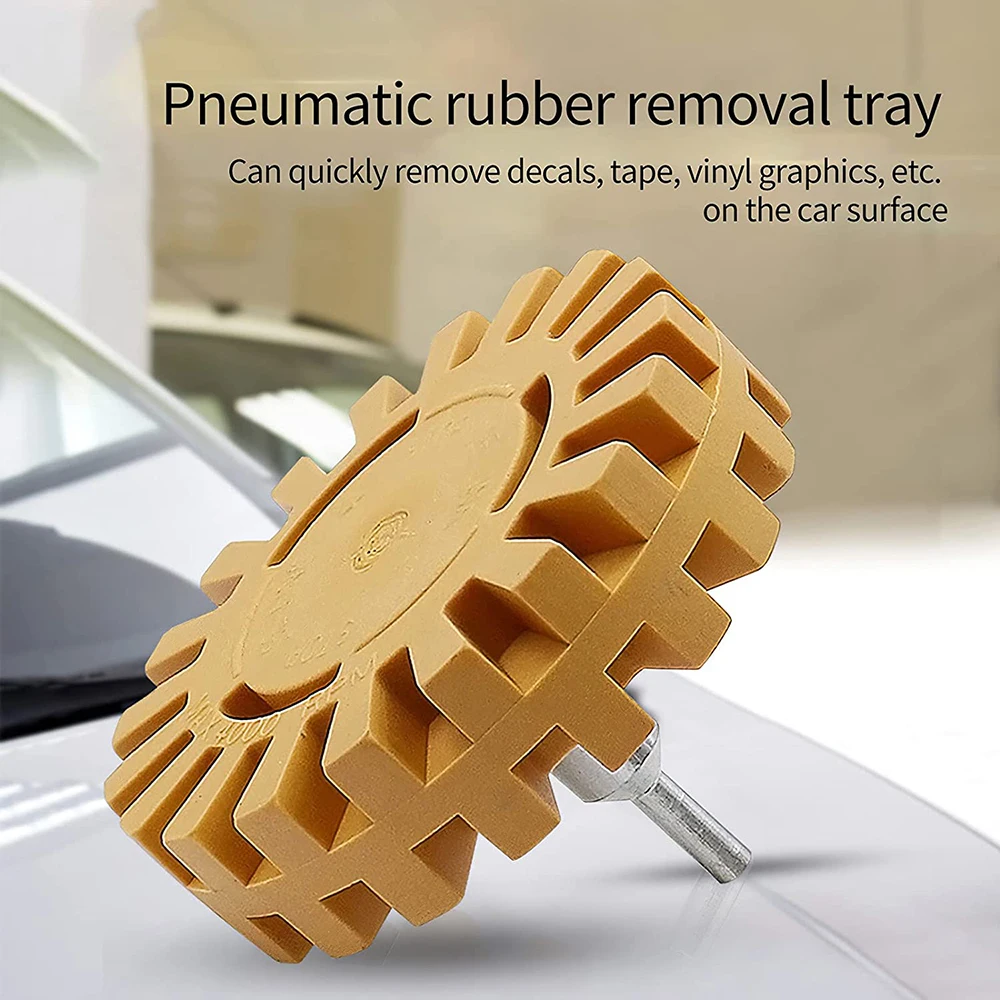 

Decal Remover Eraser Wheel, 4 Inch Rubber Wheel Car Sticker Adhesive Vinyl Decal Graphic Removal Tool With Drill Bit Adapter Kit