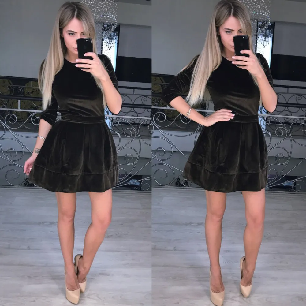 

sexy woman dress three quarter 2020 fashion female dress 90s new arrival solid sashes vintage plus size clothes black