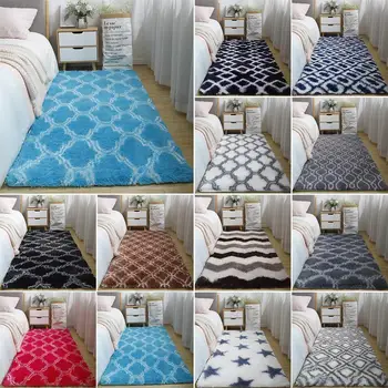

high Quality Kids Room Faux Fur Area Rug Living Room Mats Silky Rugs Shaggy Tie-dye Carpet Printed Plush Floor Fluffy Mats