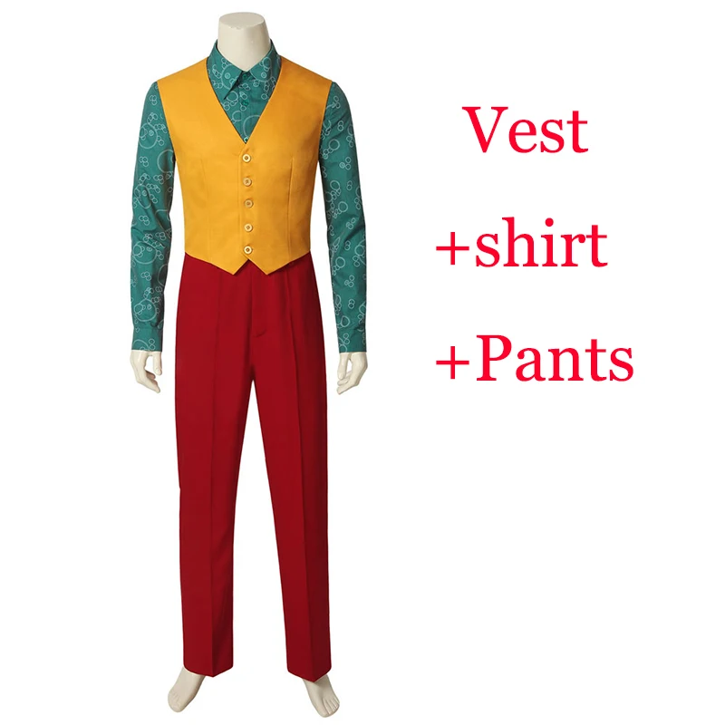 Movie New Film Batman JOKER Joaquin Phoenix Cosplay Leather Joker Costume Shoes Cosplay Men Women Halloween Carnival Party - Цвет: Vest shirt pants