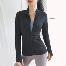 Новая спортивная куртка женская тонкая Осенняя зимняя быстросохнущая куртка для йоги куртка на молнии облегающая куртка для йоги