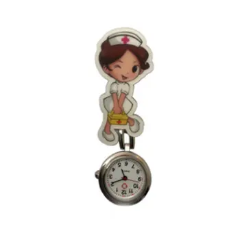 

Cute Harajuku Nurse Pocket Watch Stainless Steel Fashion 3D Cartoon Doctor Nurse Pocket Fob Watch Hang Clip Watches A40