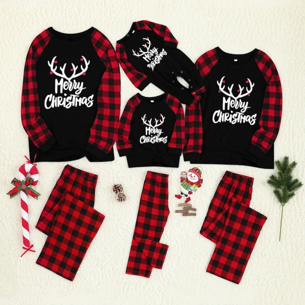Рождественская блуза с принтом «папа»; топы и штаны; Рождественская семейная одежда; пижамы с длинными рукавами и круглым вырезом; Семейные комплекты