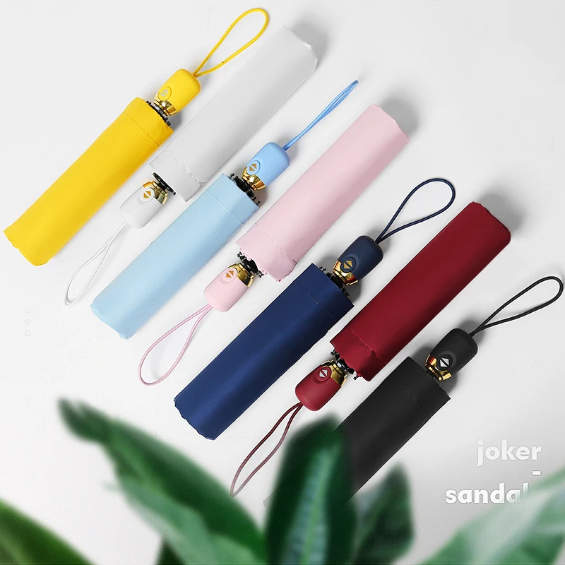

Fashion Solid Color Series Umbrella Ladies UV Protection Pocket Umbrella Men's Automatic Windproof Waterproof Three-fold umbrell