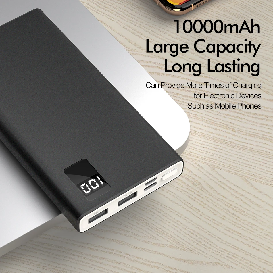 ROCK Power Bank для xiaomi mi iPhone Mini Digital Pover 10000 мАч тонкий внешний аккумулятор Poverbank Быстрая