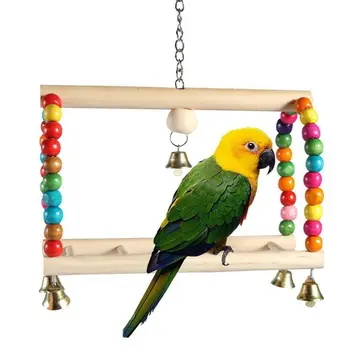 

8Pcs/Set Parrot Swing Toy Chewing Hanging Bird Cage Hammock Parakeet Cockatiels 72XF