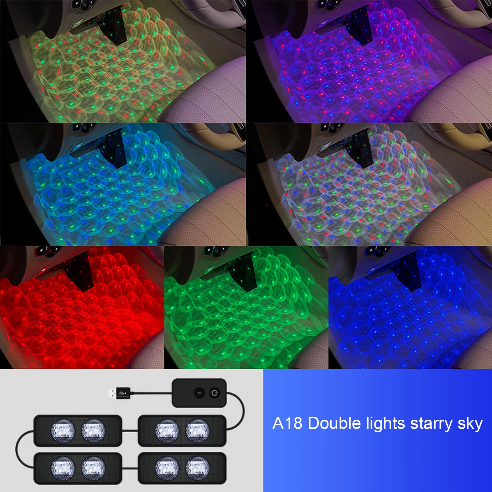 Автомобильный RGB-светильник с голосовым управлением подсветка ног USB музыкальный