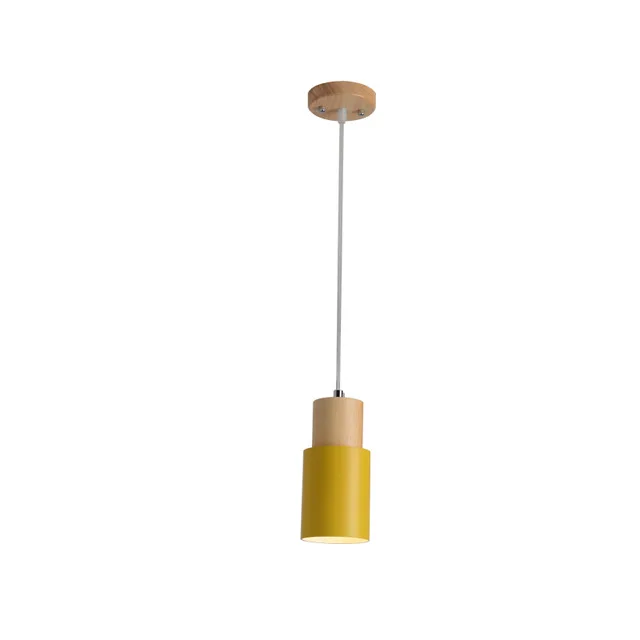 Дизайнерский скандинавский простой деревянный подвесной светильник светодиодный подвесной светильник красочное алюминиевое приспособление для кухни остров Бар Отель домашний декор E27 - Цвет корпуса: Цвет: желтый