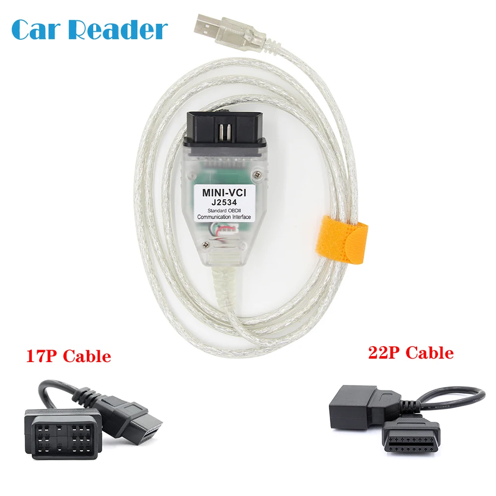 Мини VCI для TOYOTA TIS Techstream V14.20.019 minivci FTDI для J2534 OBD OBD2 автомобильный диагностический инструмент с 17 P/22 P Toyota кабель
