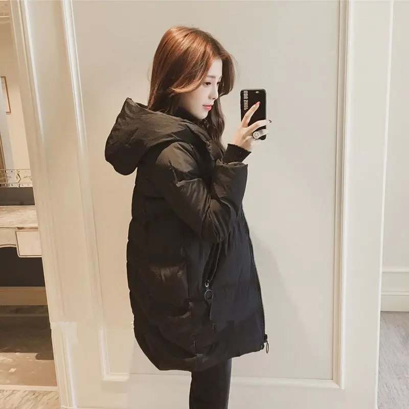Осень-зима, Женская парка, пальто, куртка, с капюшоном, Abrigos Mujer Invierno, женская, с карманами, хлопок, утолщенная, повседневная,, одноцветная, Wakeey